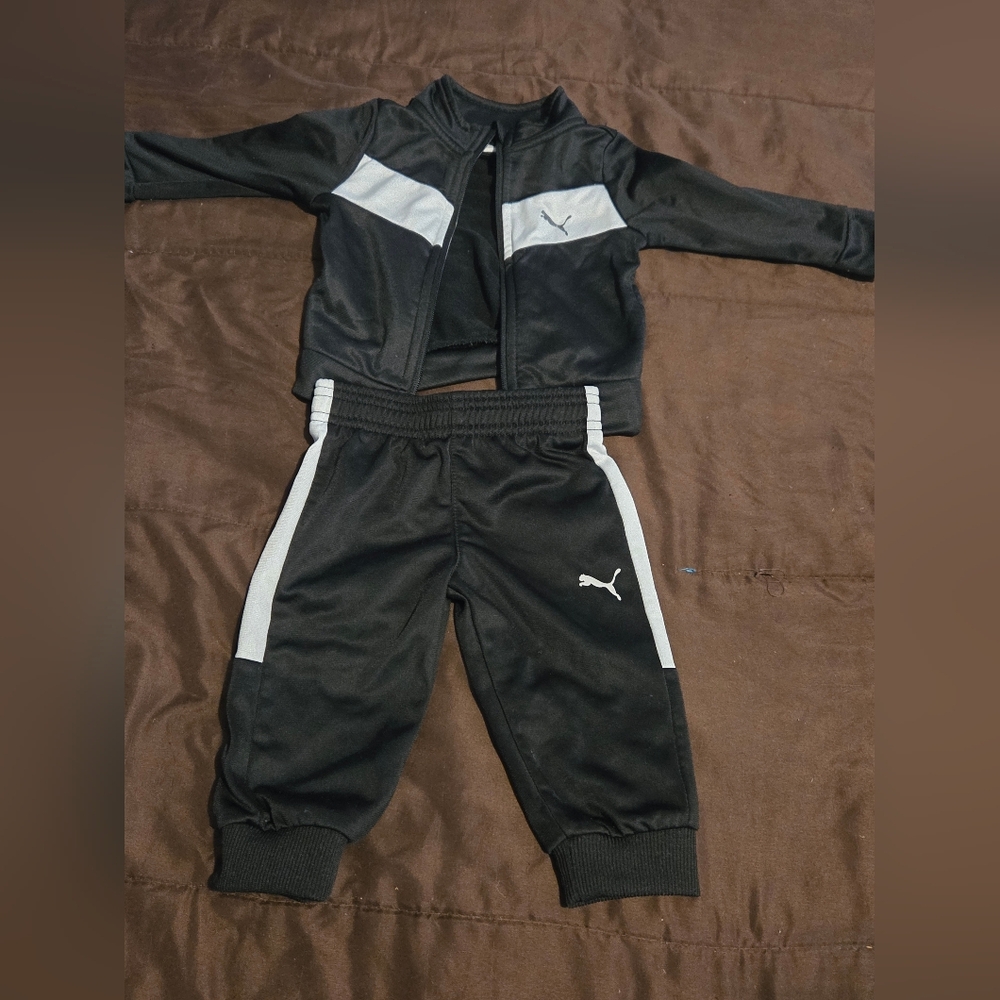 Puma Kids Black and White Joggers - Picture 1 of 2